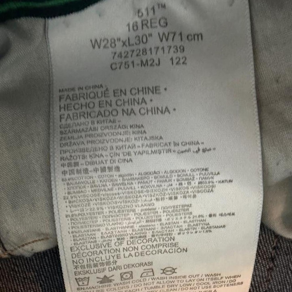 Levi's 511 blue jeans Size 28" W 30" L - Picture 5 of 5